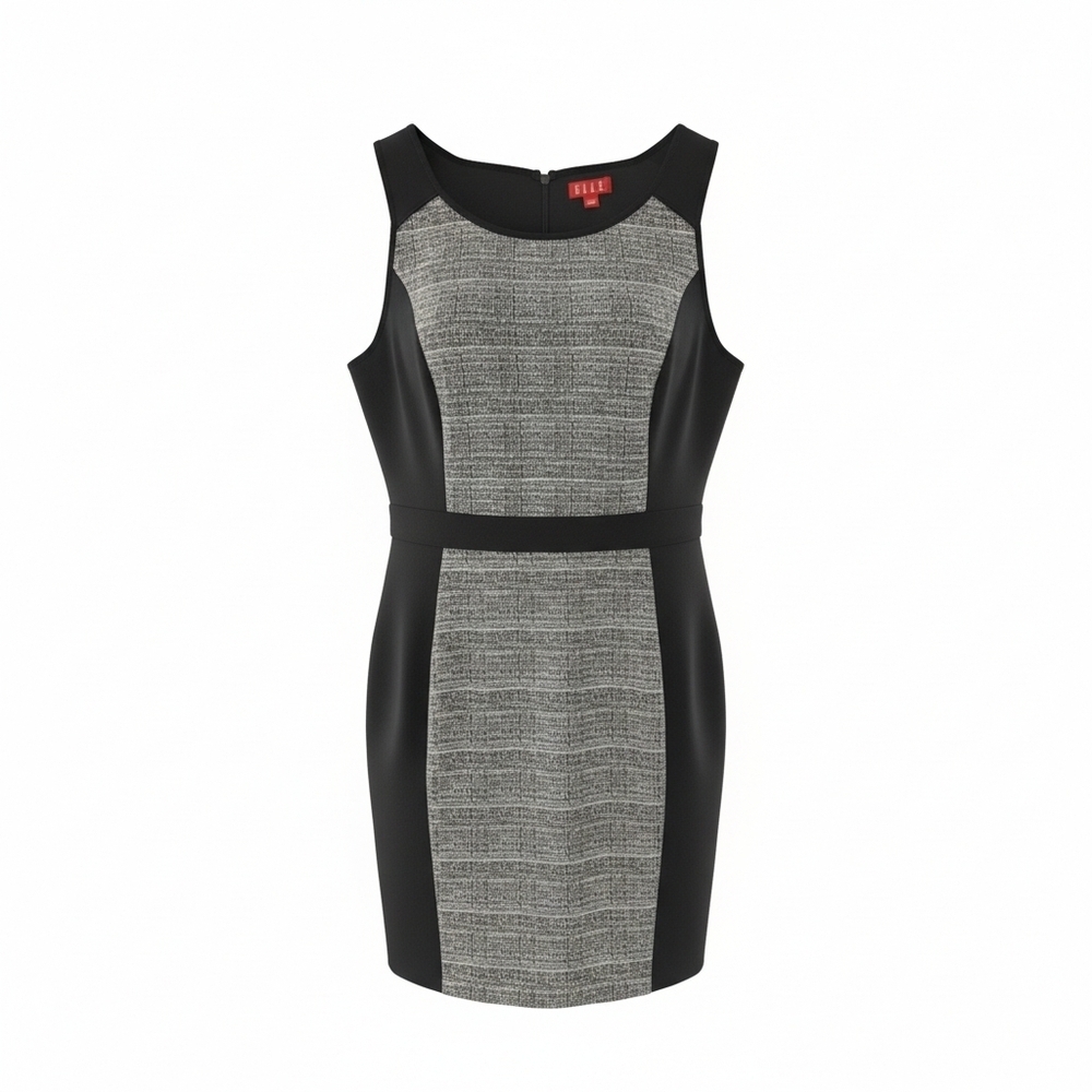 Elle Black and White Dress With Stretch, Size 12